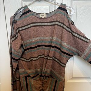 BKE Striped Cold Shoulder Top